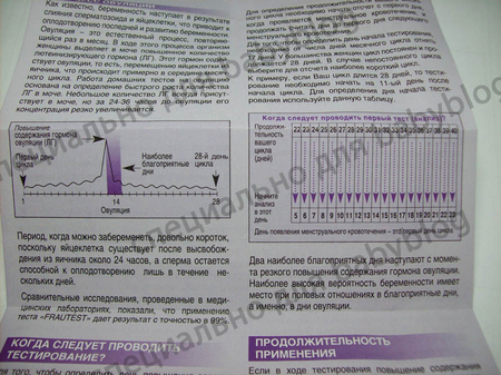 инструкция на овуляцию фраутест